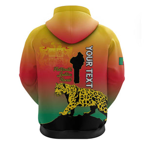 Personalized Benin National Day Zip Hoodie Leopard With Coat Of Arms - African Pride