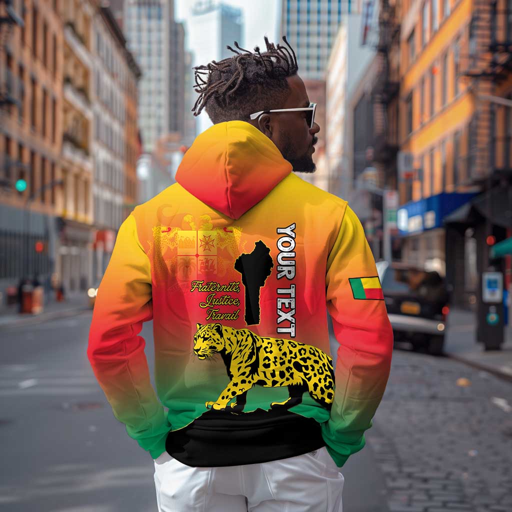Personalized Benin National Day Zip Hoodie Leopard With Coat Of Arms - African Pride