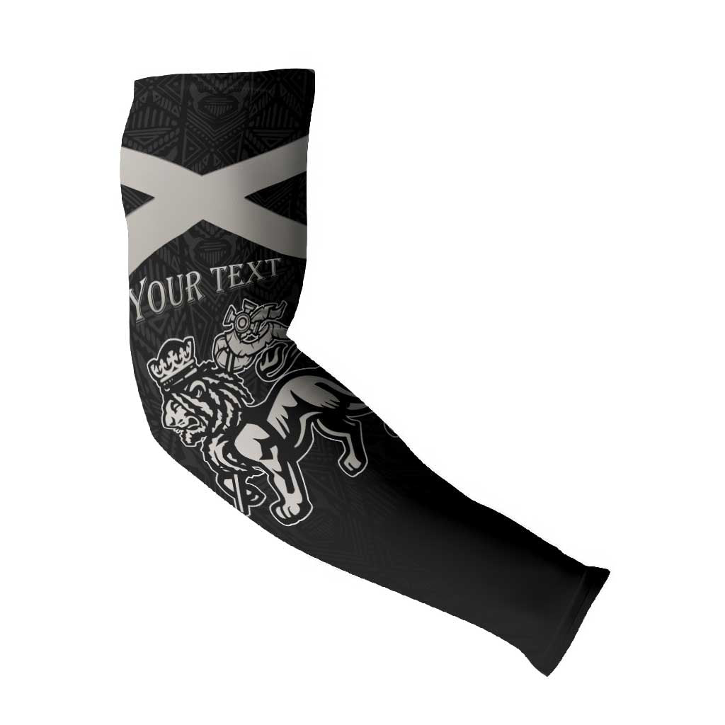 Personalized Jamaica Arm Sleeves Coat Of Arms With Rastafarian Lion Silver Color