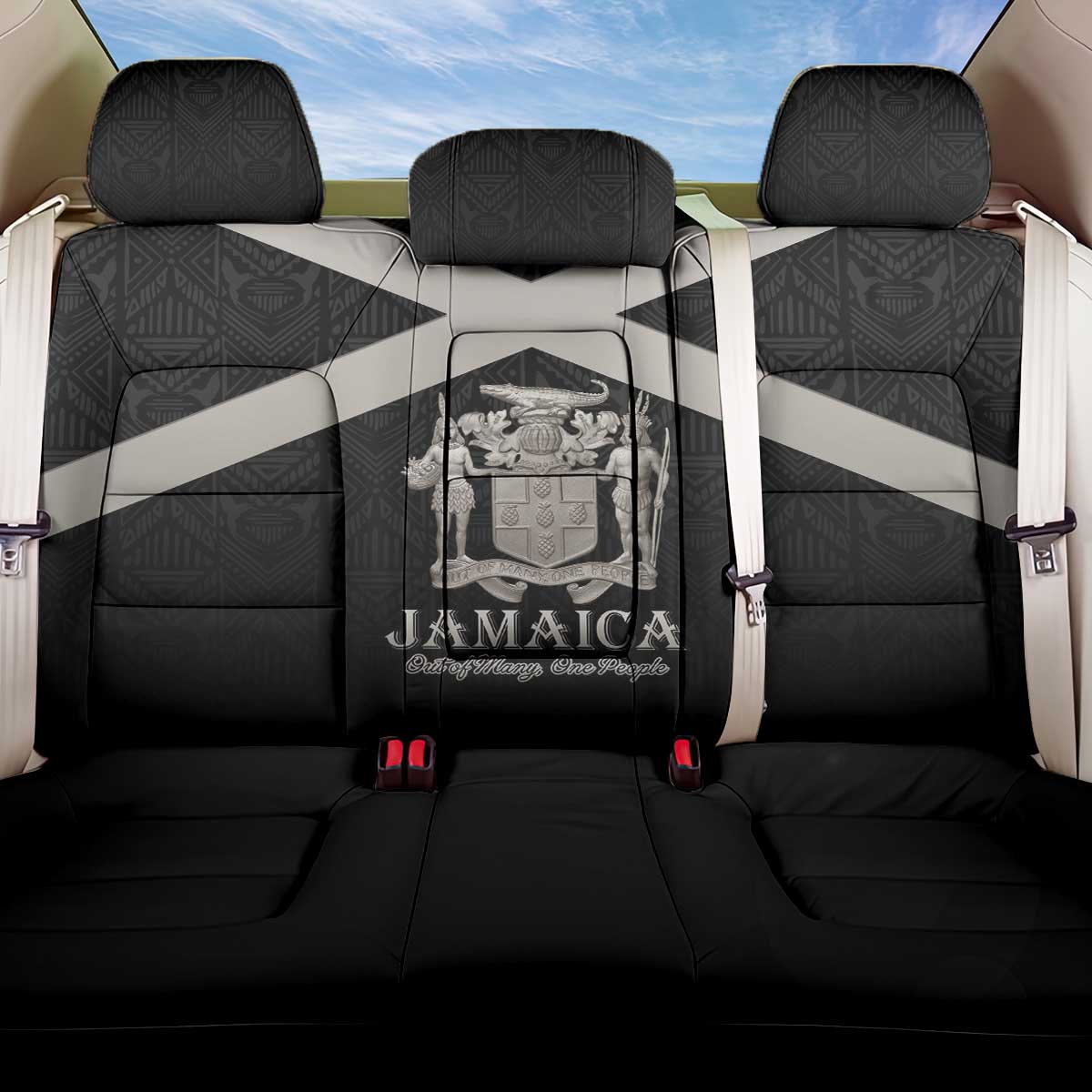 Jamaica Back Car Seat Cover Out of Many One People Silver Color - African Pride