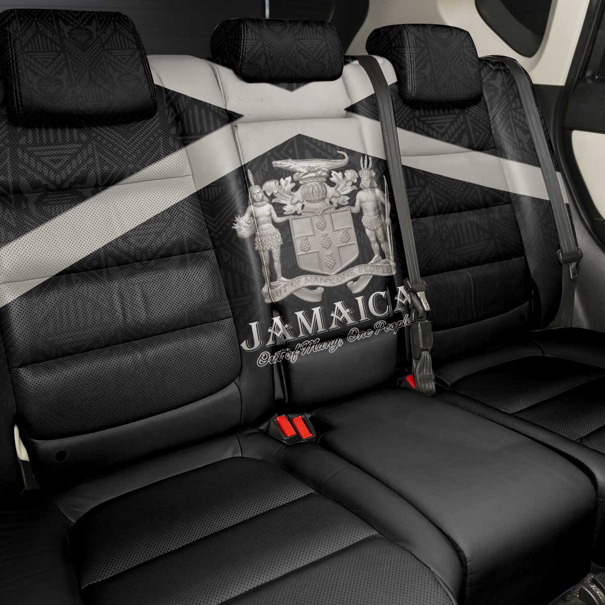 Jamaica Back Car Seat Cover Out of Many One People Silver Color - African Pride