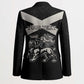 Personalized Jamaica Blazer Coat Of Arms With Rastafarian Lion Silver Color