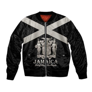 Personalized Jamaica Bomber Jacket Out of Many One People Silver Color - African Pride