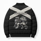 Personalized Jamaica Bomber Puffer Jacket Coat Of Arms With Rastafarian Lion Silver Color