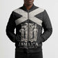 Personalized Jamaica Bomber Puffer Jacket Coat Of Arms With Rastafarian Lion Silver Color