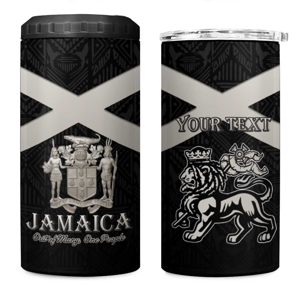 Personalized Jamaica 4 in 1 Can Cooler Tumbler Out of Many One People Silver Color - African Pride