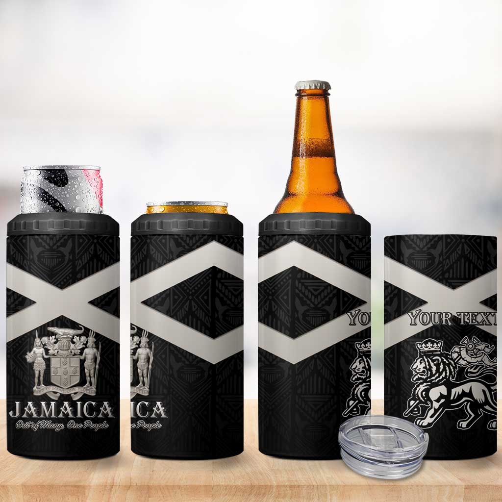 Personalized Jamaica 4 in 1 Can Cooler Tumbler Out of Many One People Silver Color - African Pride
