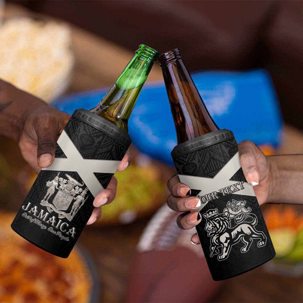 Personalized Jamaica 4 in 1 Can Cooler Tumbler Out of Many One People Silver Color - African Pride