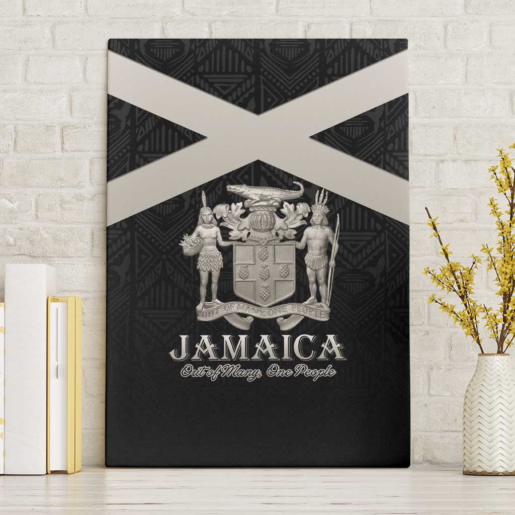 Jamaica Canvas Wall Art Out of Many One People Silver Color - African Pride