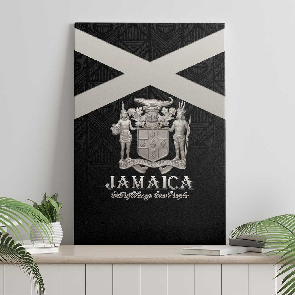 Jamaica Canvas Wall Art Out of Many One People Silver Color - African Pride