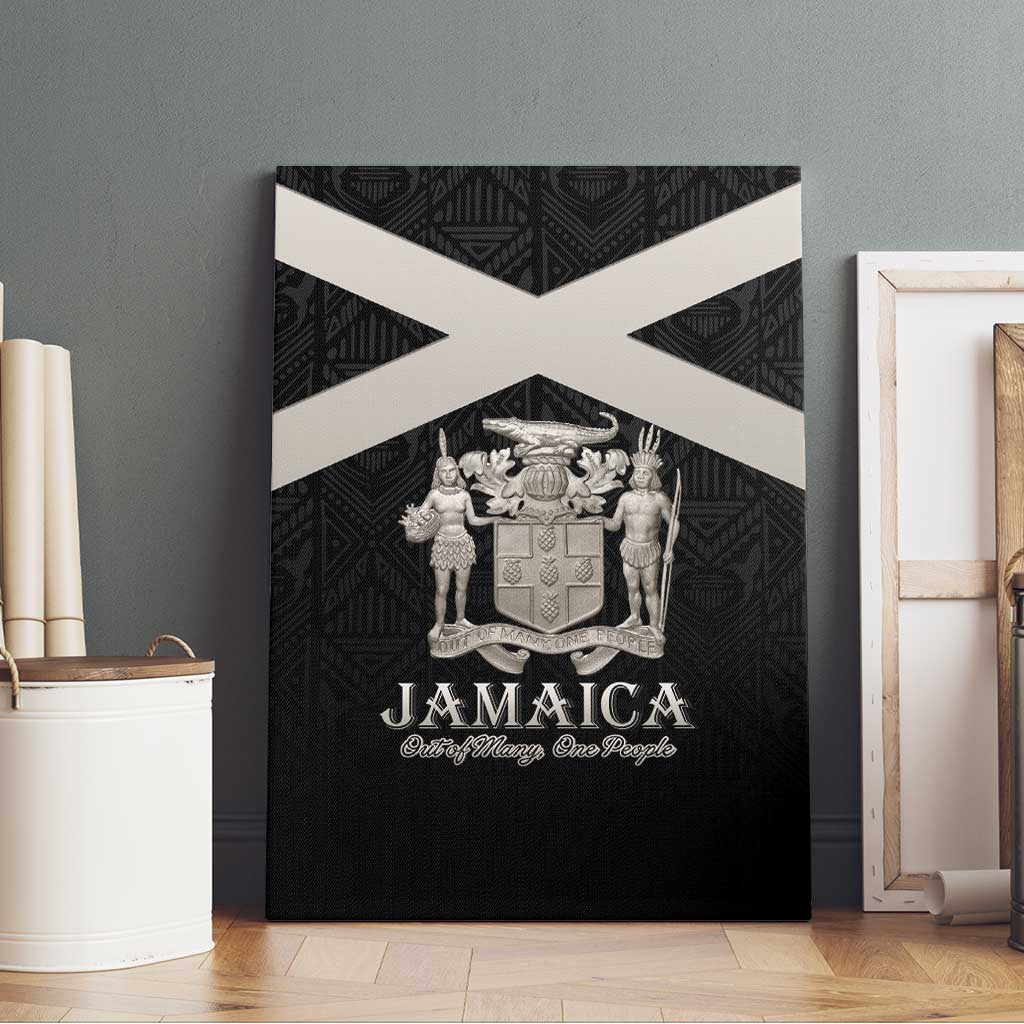 Jamaica Canvas Wall Art Out of Many One People Silver Color - African Pride