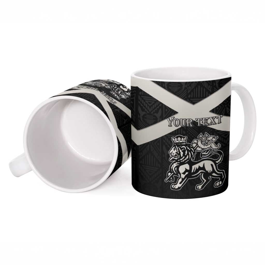Personalized Jamaica Ceramic Mug Coat Of Arms With Rastafarian Lion Silver Color