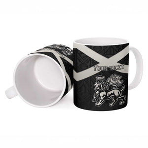 Personalized Jamaica Ceramic Mug Coat Of Arms With Rastafarian Lion Silver Color
