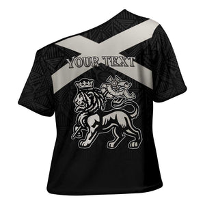 Personalized Jamaica Cross Shoulder Shirt Coat Of Arms With Rastafarian Lion Silver Color