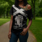 Personalized Jamaica Cross Shoulder Shirt Coat Of Arms With Rastafarian Lion Silver Color