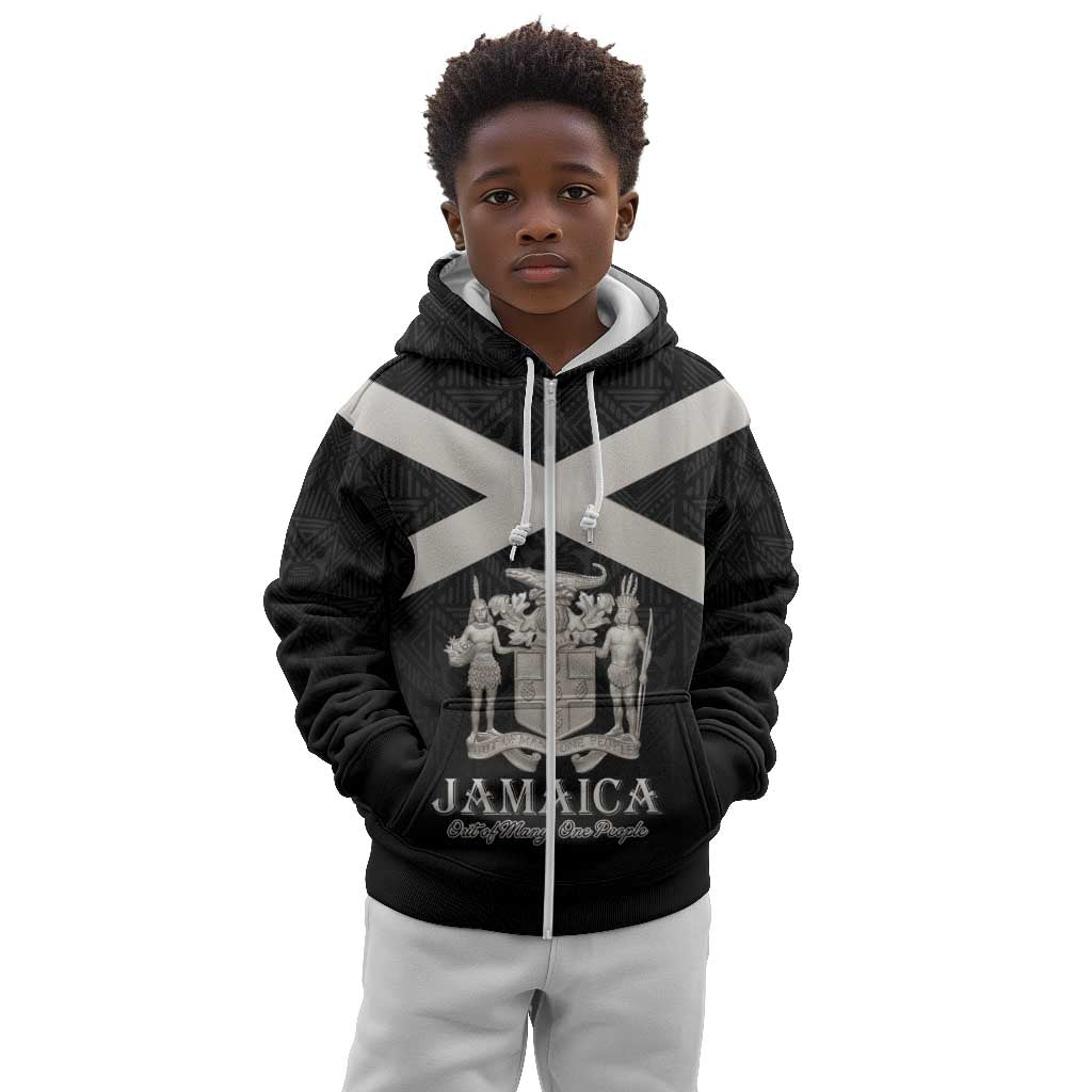 Personalized Jamaica Kid Hoodie Out of Many One People Silver Color - African Pride