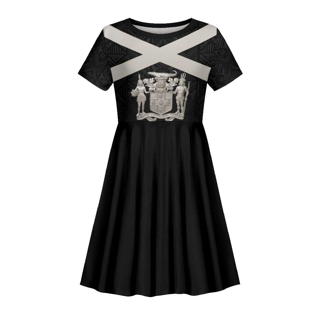 Personalized Jamaica Kid Short Sleeve Dress Out of Many One People Silver Color - African Pride