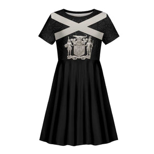 Personalized Jamaica Kid Short Sleeve Dress Out of Many One People Silver Color - African Pride