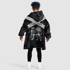 Personalized Jamaica Kid Wearable Blanket Hoodie Out of Many One People Silver Color - African Pride