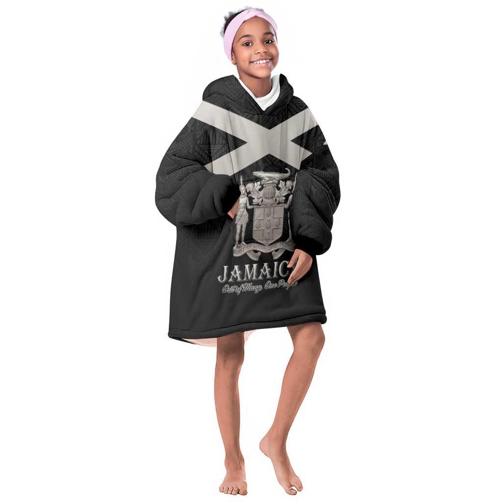 Personalized Jamaica Kid Wearable Blanket Hoodie Out of Many One People Silver Color - African Pride