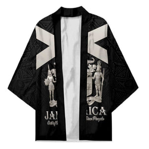 Personalized Jamaica Kimono Coat Of Arms With Rastafarian Lion Silver Color