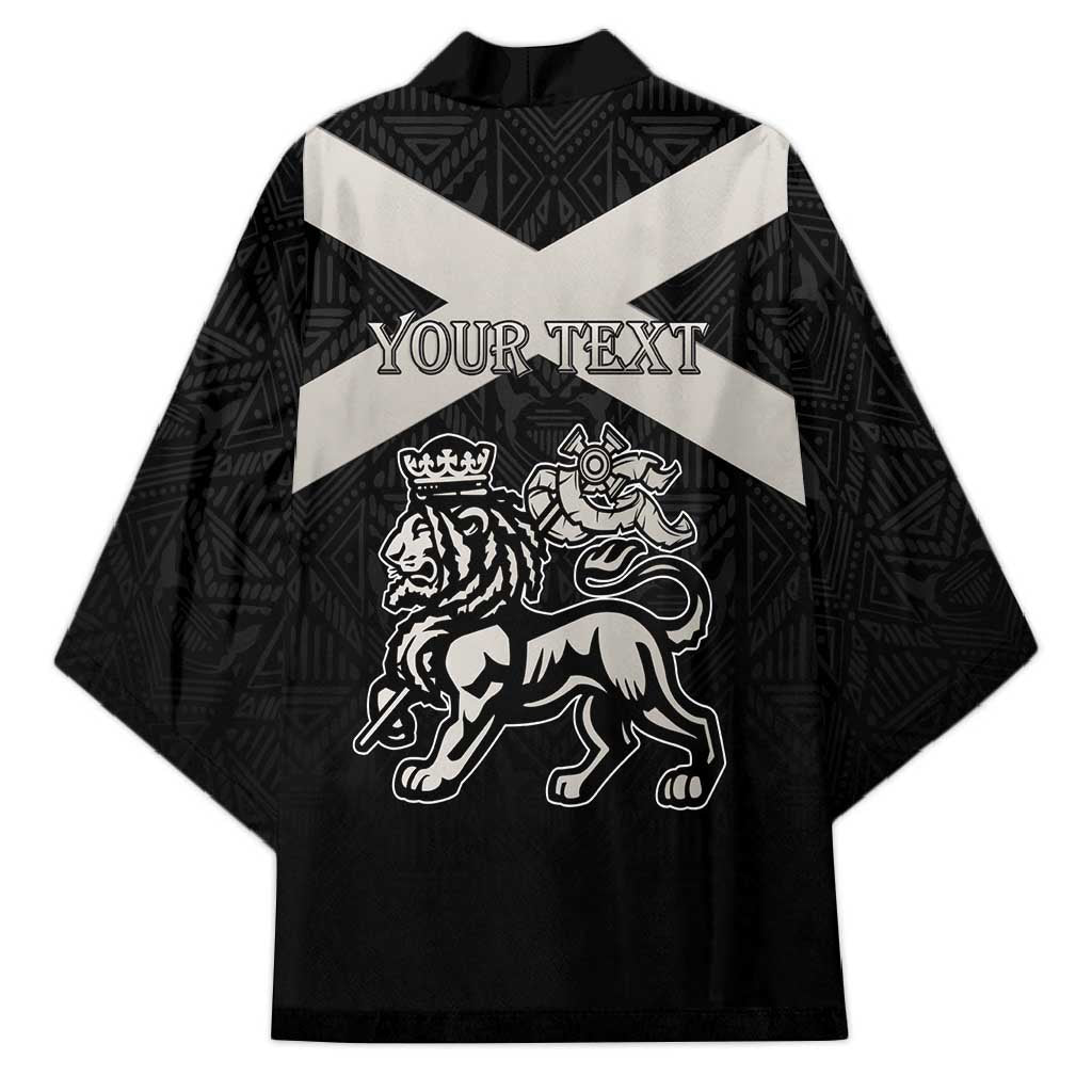 Personalized Jamaica Kimono Coat Of Arms With Rastafarian Lion Silver Color