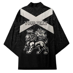 Personalized Jamaica Kimono Coat Of Arms With Rastafarian Lion Silver Color