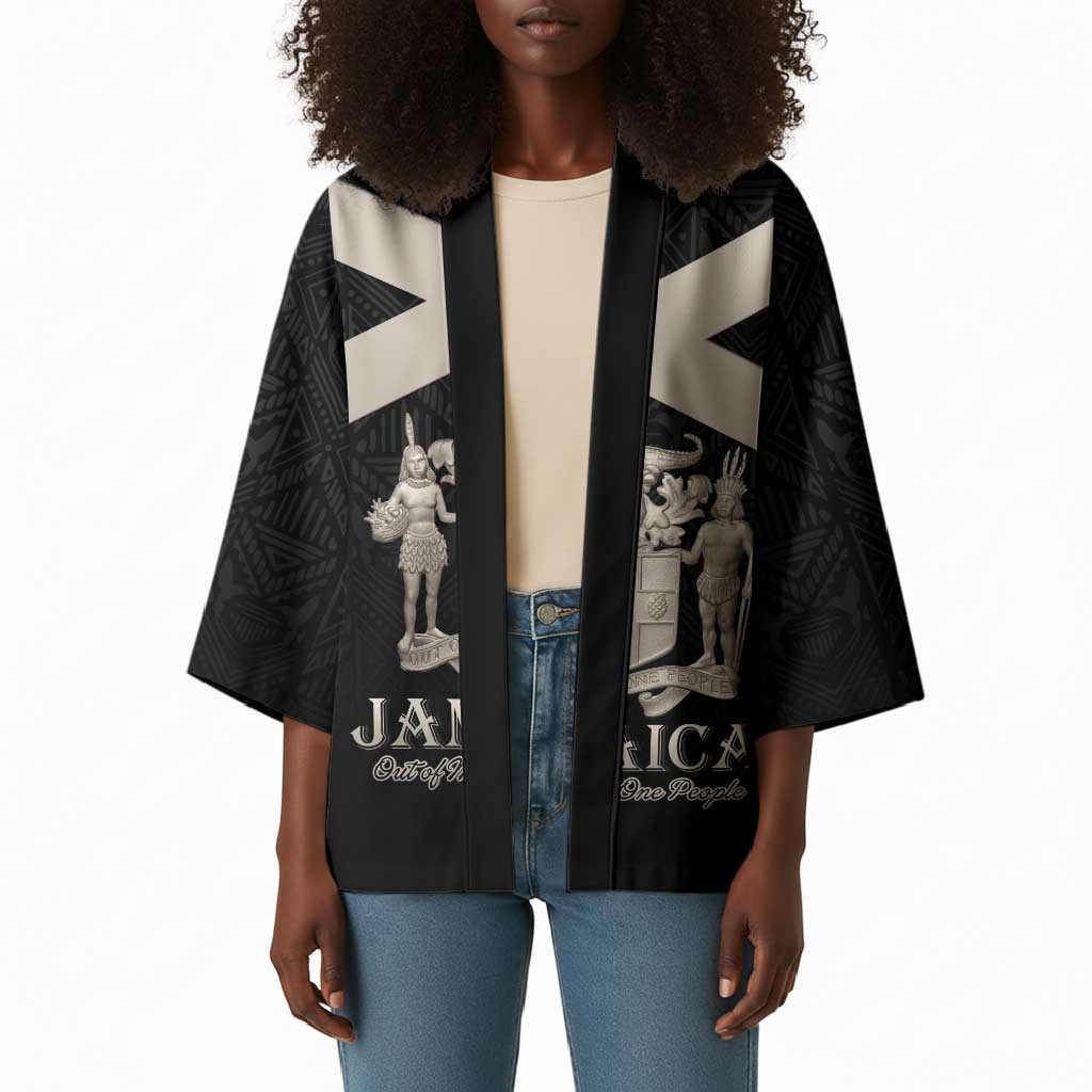 Personalized Jamaica Kimono Coat Of Arms With Rastafarian Lion Silver Color