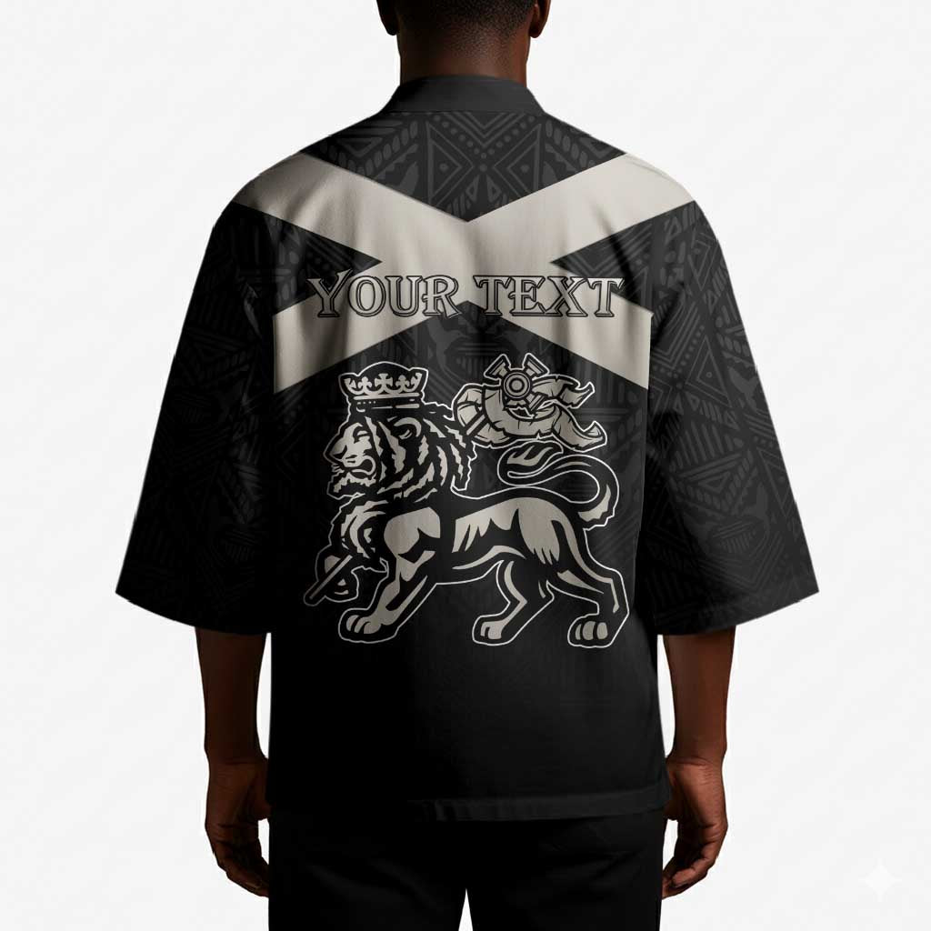 Personalized Jamaica Kimono Coat Of Arms With Rastafarian Lion Silver Color