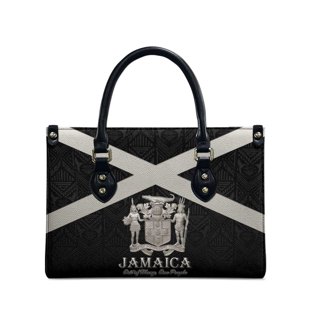 Jamaica Leather Bag Coat Of Arms With Rastafarian Lion Silver Color