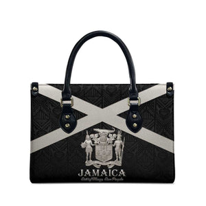 Jamaica Leather Bag Coat Of Arms With Rastafarian Lion Silver Color