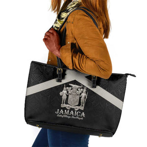 Jamaica Leather Tote Bag Out of Many One People Silver Color - African Pride