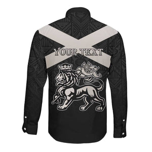 Personalized Jamaica Long Sleeve Button Shirt Out of Many One People Silver Color - African Pride