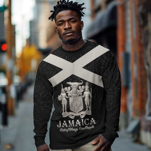 Personalized Jamaica Long Sleeve Shirt Out of Many One People Silver Color - African Pride