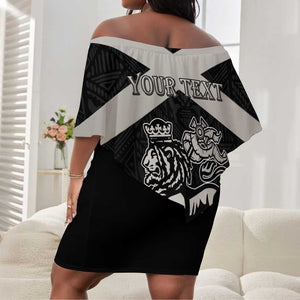 Personalized Jamaica Off Shoulder Short Dress Out of Many One People Silver Color - African Pride