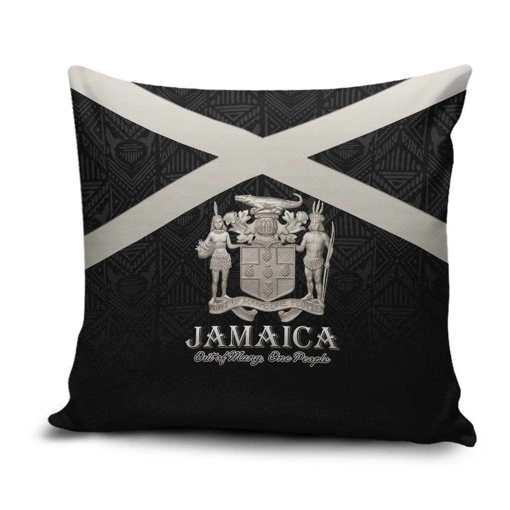 Jamaica Pillow Cover Coat Of Arms With Rastafarian Lion Silver Color