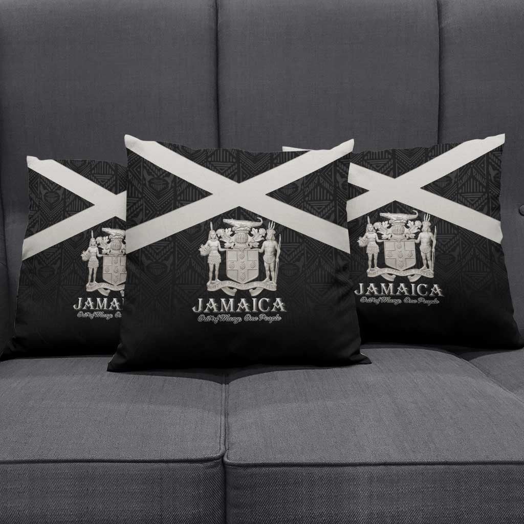 Jamaica Pillow Cover Coat Of Arms With Rastafarian Lion Silver Color