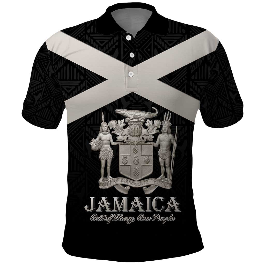 Personalized Jamaica Polo Shirt Out of Many One People Silver Color - African Pride