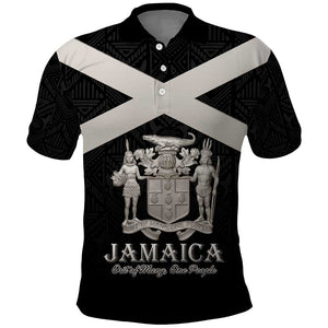 Personalized Jamaica Polo Shirt Out of Many One People Silver Color - African Pride