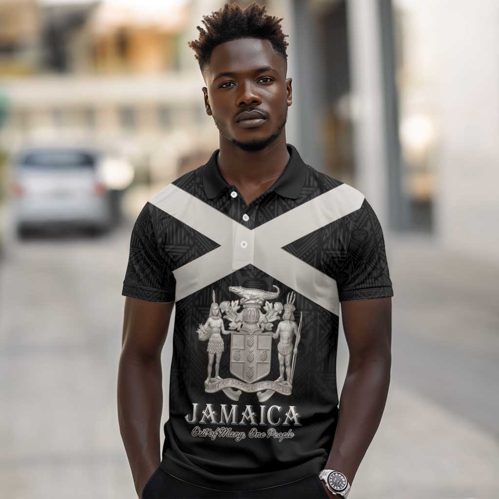 Personalized Jamaica Polo Shirt Out of Many One People Silver Color - African Pride