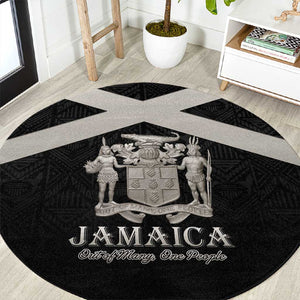 Jamaica Round Carpet Out of Many One People Silver Color - African Pride