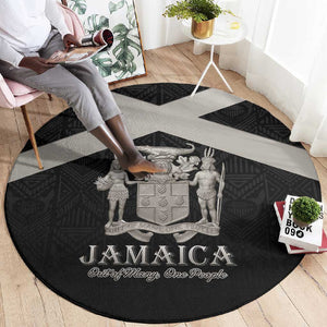 Jamaica Round Carpet Out of Many One People Silver Color - African Pride
