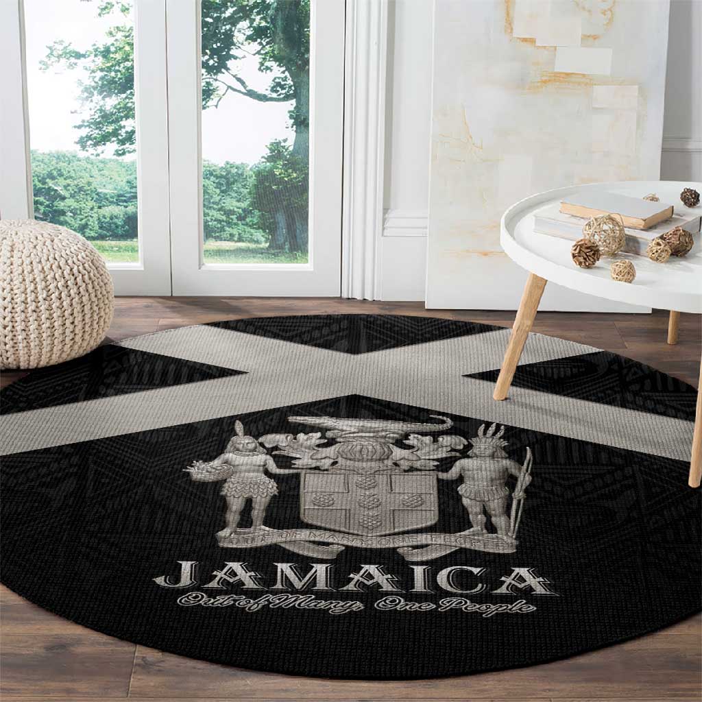 Jamaica Round Carpet Out of Many One People Silver Color - African Pride