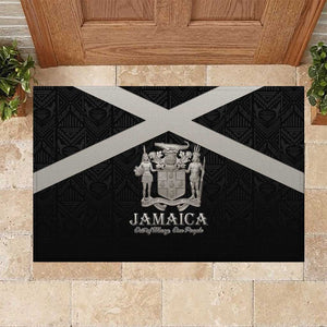 Jamaica Rubber Doormat Out of Many One People Silver Color - African Pride