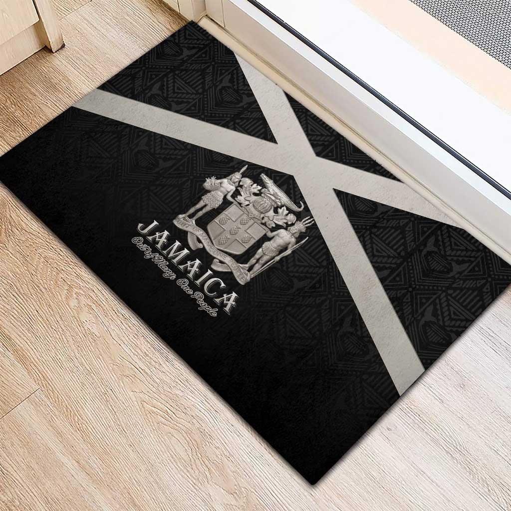Jamaica Rubber Doormat Out of Many One People Silver Color - African Pride