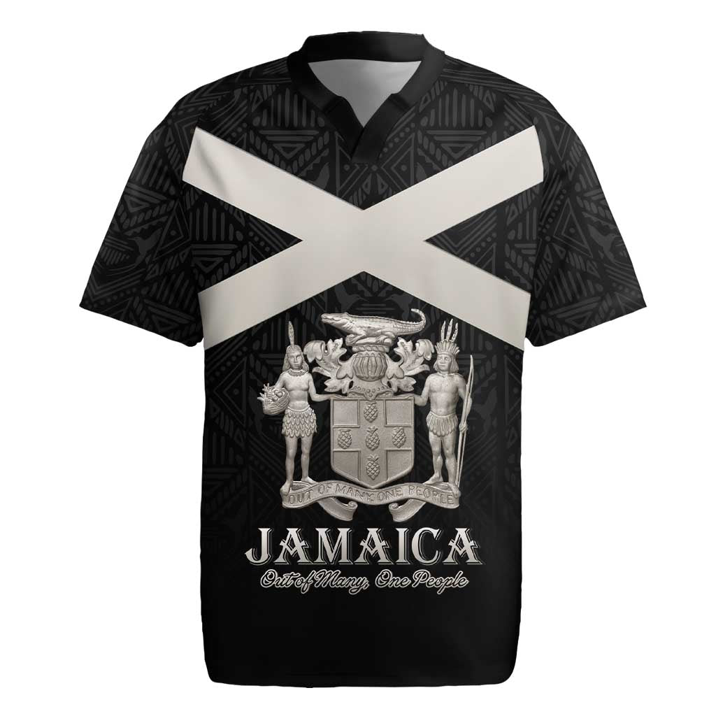 Personalized Jamaica Rugby Jersey Out of Many One People Silver Color - African Pride