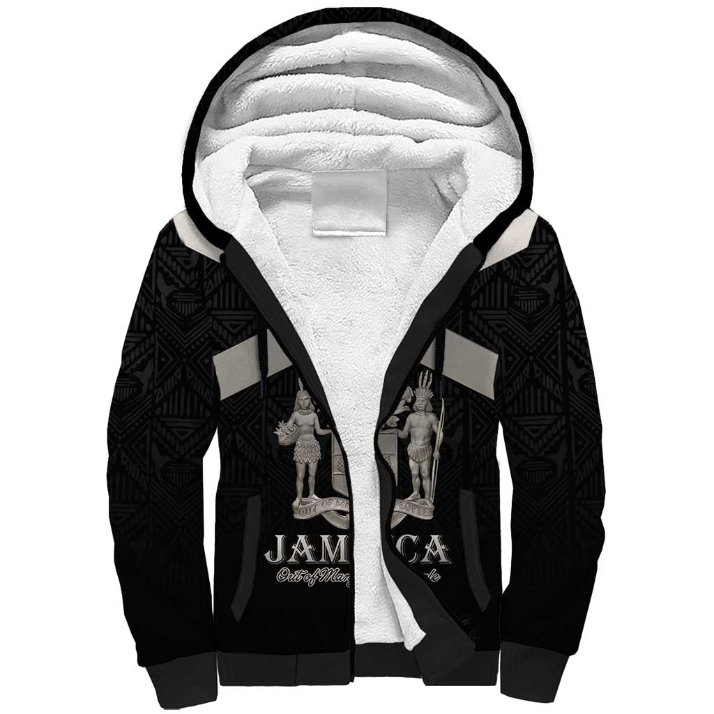 Personalized Jamaica Sherpa Hoodie Out of Many One People Silver Color - African Pride