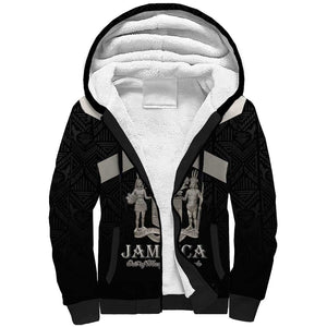 Personalized Jamaica Sherpa Hoodie Out of Many One People Silver Color - African Pride