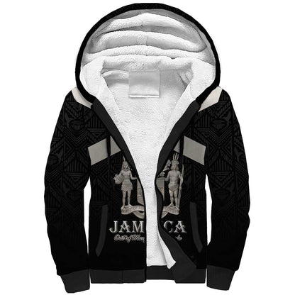 Personalized Jamaica Sherpa Hoodie Out of Many One People Silver Color - African Pride