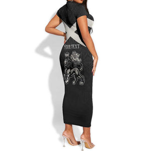 Personalized Jamaica Short Sleeve Bodycon Dress Out of Many One People Silver Color - African Pride